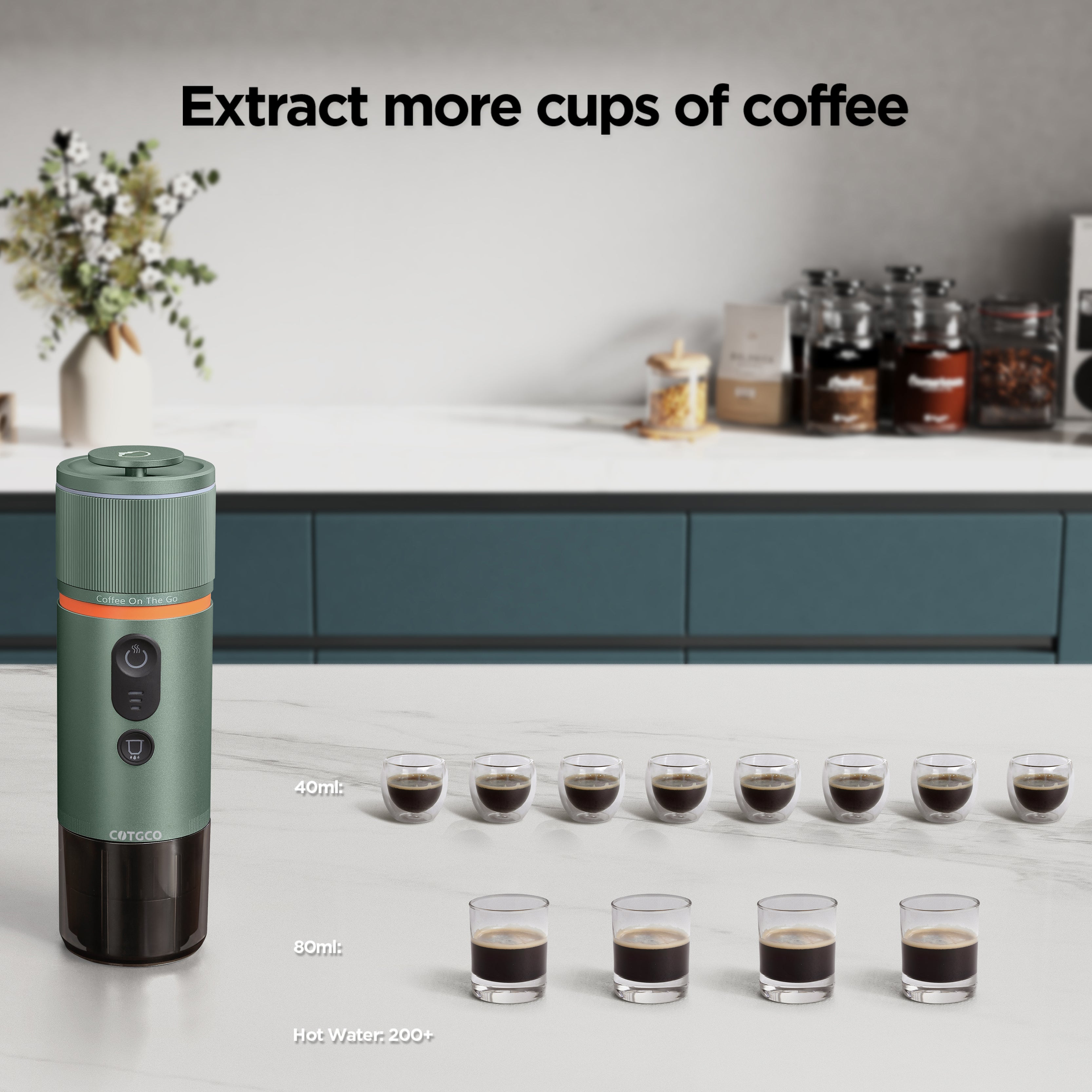 COTGCO Tragbare Espressomaschine für Camping 80ml- PCM020G