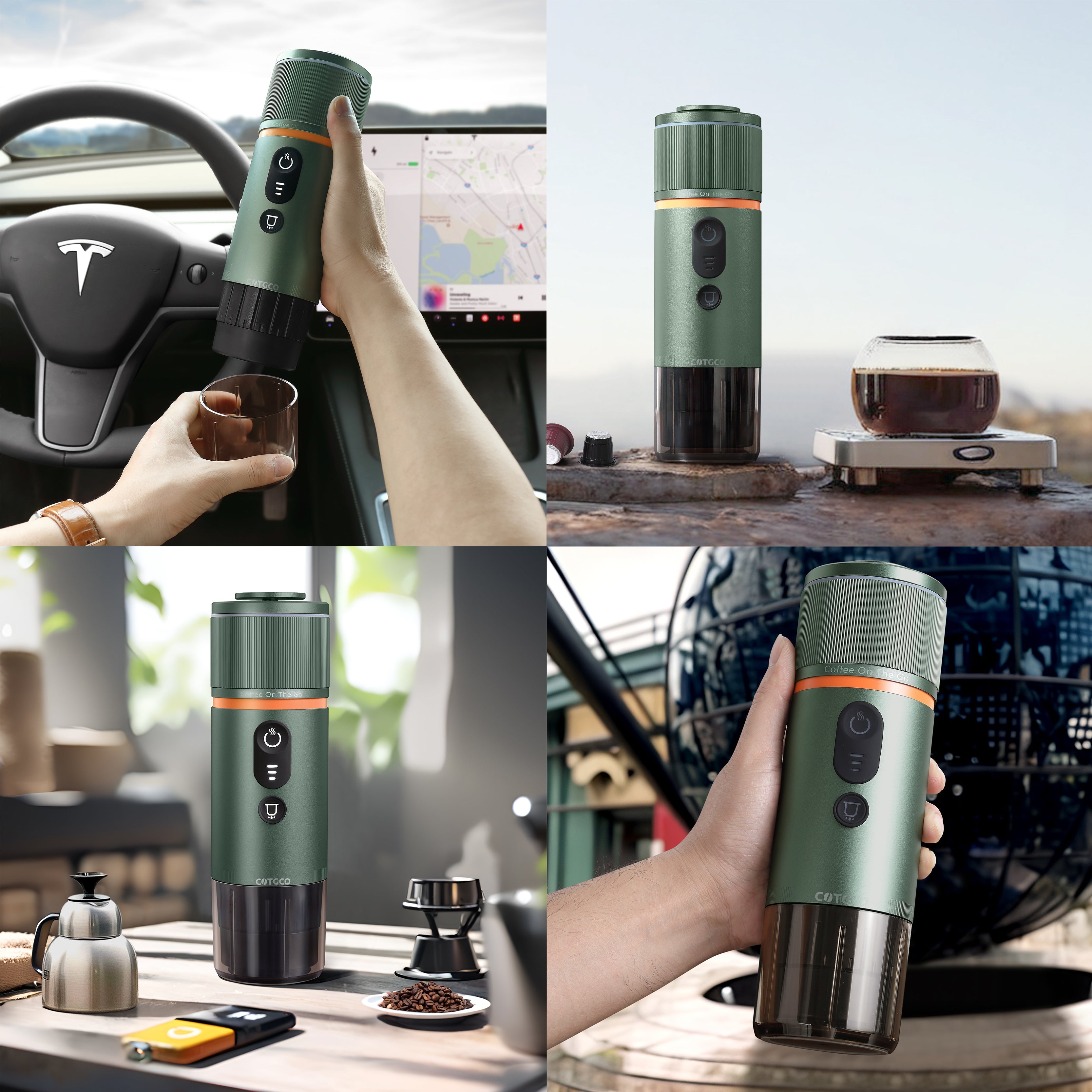 COTGCO Tragbare Espressomaschine für Camping 80ml- PCM020G